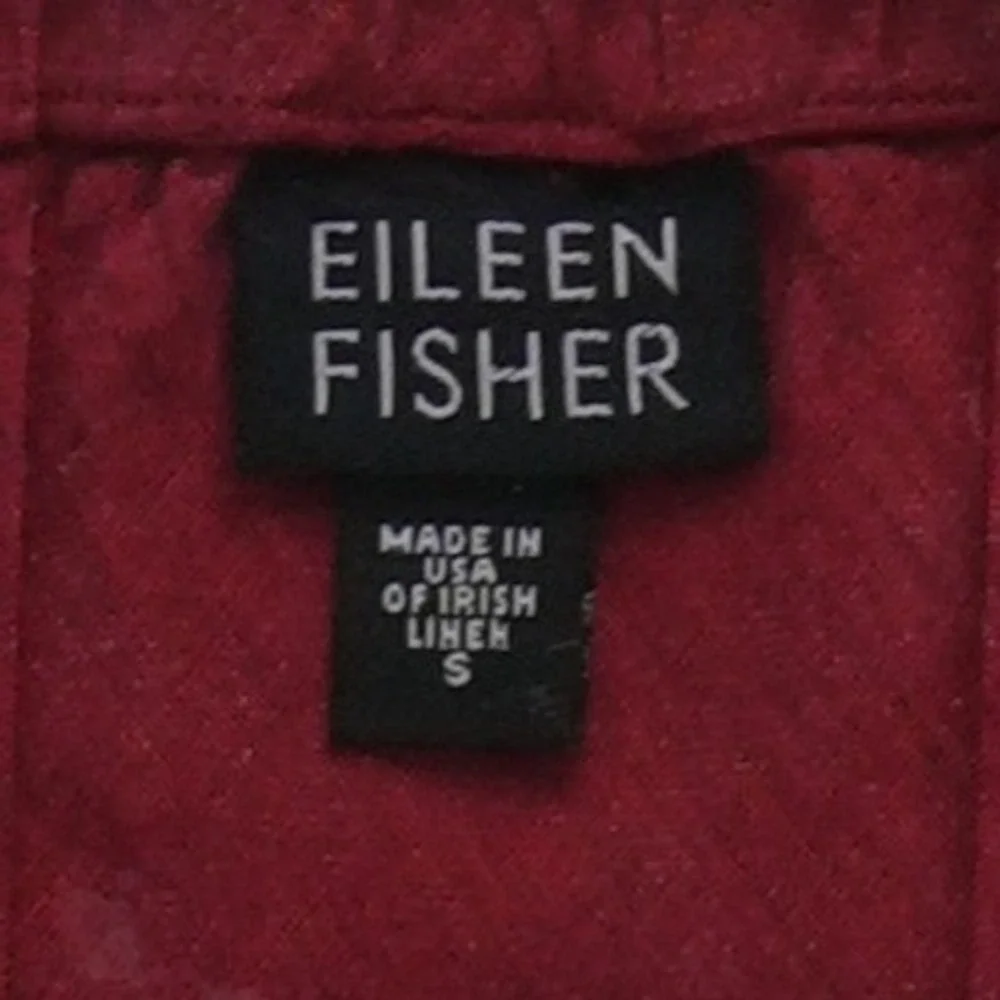 Eileen Fisher 100% Irish Linen Maxi Skirt Women's Size Small Red A-Line Elastic